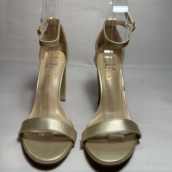 LULU’S Taylor Gold Ankle Strap Heels in US 6.5 sandals open toe date black tie - Picture 2 of 16